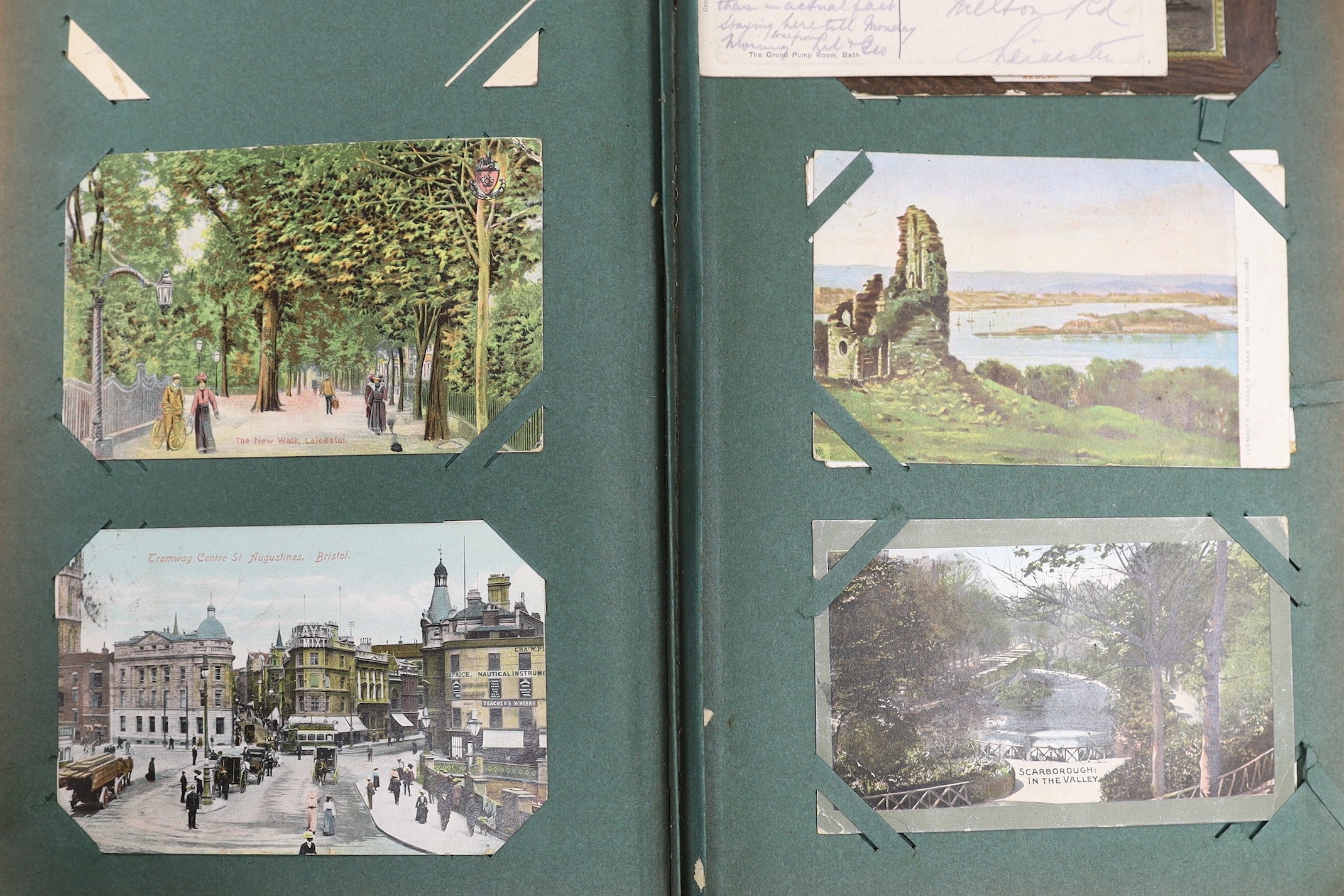 Two albums of Edwardian and later postcards